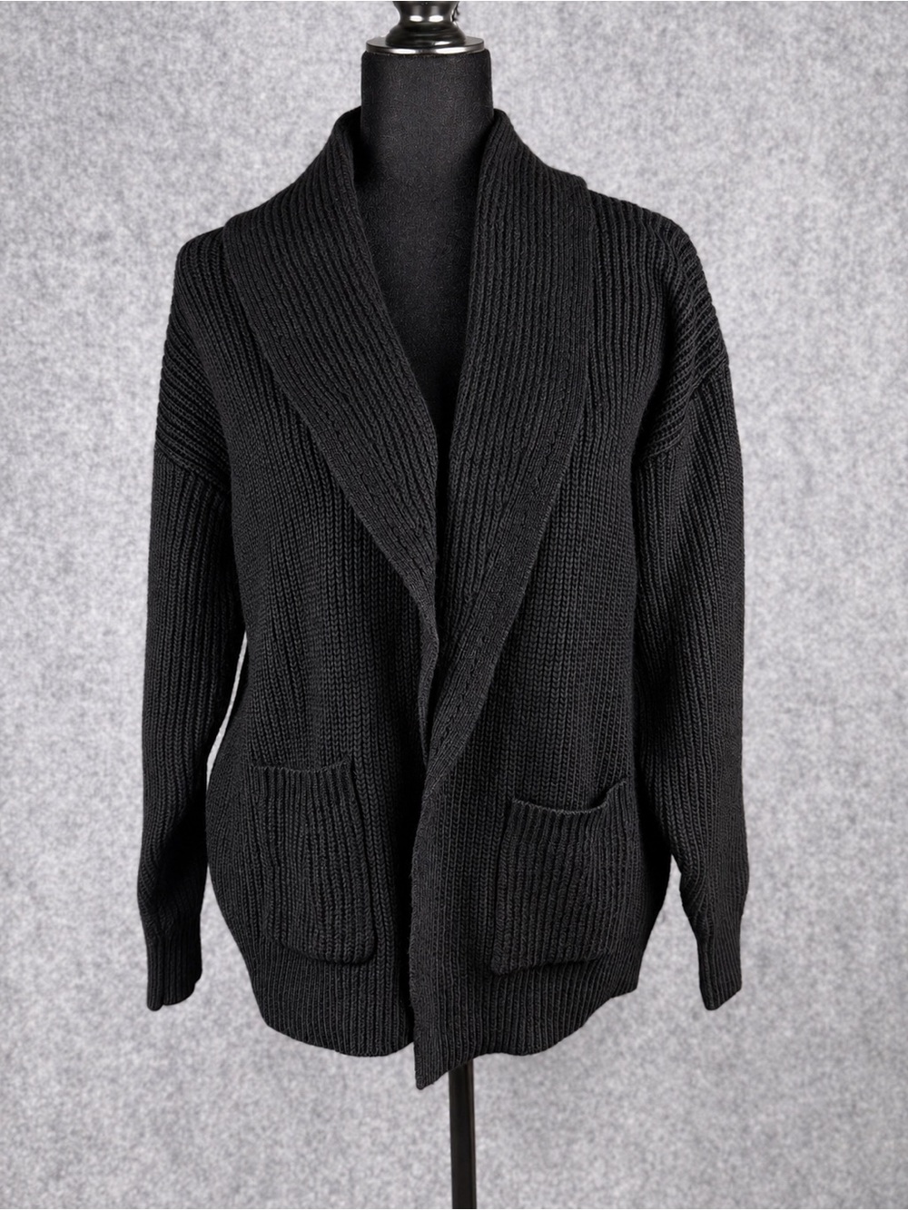 Time and Tru Black Open-Front Shawl Collar Cardigan size M